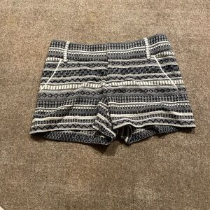 Alice + Olivia Black and White Patterned High Waist Shorts